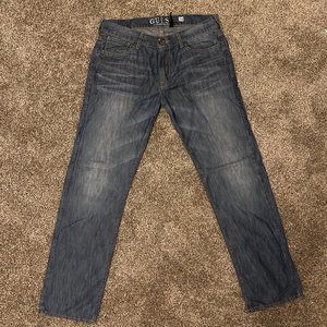 Guess Lincoln Slim Straight Blue Jeans Mens 34 X 32